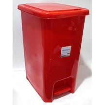 40 Litre Büyük Boy Pedallı Kırmızı Çöp Kovası 43x32 H:53cm Arkaplan Kırılmaz Çelik Tel Mekanizma
