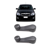 Skoda Fabia Mk2 2008-2014 Uyumlu Manuel Çevirmeli Cam Açma Kapama Kolu Siyah 2 Adet Takım