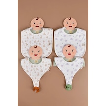 E&f Store 4'lü Sıvı Geçirmez Mama Önlüğü Seti - Ayıcık/fil Çok Renkli