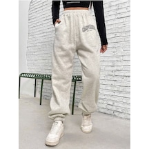 West Coast Eşofman Altı Jogger - Gri Baskılı Lastik Paça Yüksek Bel Gri-260588