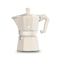 Moka Exclusive: 3 Cups Ocak Üstü Espresso Pişirici - 130ml - Krem Renk - Alüminyum Gövde - Patentli Güvenlik Valfi - Tüm Ocak Türleri İçin Uygundur İndüksiyon Hariç