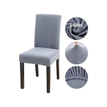 StarMall Likrali Sandalye Kılıfı, Lastikli,esnekli Sandalye Örtüsü Pitikare Desen 1 Adet Gri