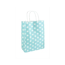 8x18x24 - 203 - Cm Benekli Büküm Saplı Kağıt Poşet 1 - Shophnrl - Adet Mavi