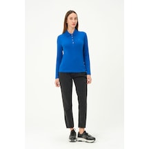 Msw Kadın Uzun Kollu Regular Fit Polo Yaka T-shirt Sax