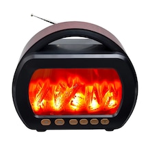Ultratekno Fp-535 El Fenerli Büyük Boy Nostaljik Radyo Fm Ahşap Şömine Görünümlü Bluetooth Hoparlör