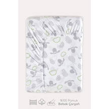%100 Pamuk Lastikli Bebek Çarşafı 60x120cm Gümüş - 933481723