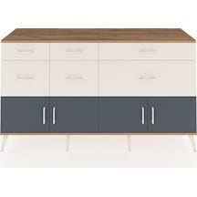 Hyperion Konsol Tek Raflı 6 Çekmeceli 4 Kapaklı 176x44x99 Çam-ant Çam-antrasit/aytaşı