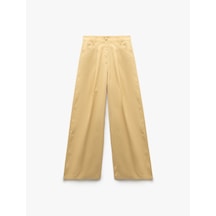 Koton Pamuklu Poplin Kumaş Pileli Geniş Paça Pantolon Bej 5sak40275pw Ekru