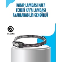 Hubrendy Tekno Kamp Lambası Kafa Feneri Kafa Lambası Ayarlanabilir Sensörlü Şarjlı AÇIK GRİ KAHVE KARIŞIMI