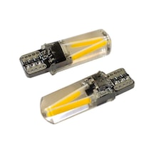 Uzun T10 Cob Ledli Canbus'lı 2 Adet Silikon Dekoratif Ampul 12v-3w Turuncu