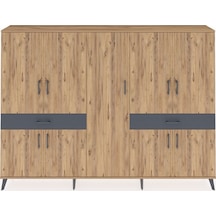 Arges Dolap 12 Raflı 2 Çekmeceli 8 Kapaklı 220x30x163 Çam-çam/antrasit Atlas Çam/antrasıt - Atlas Çam