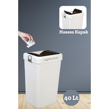 Mote Beyaz 40 Lt Çöp Kovası Hassas Kapaklı Çöp Kutusu Pratik Kapak