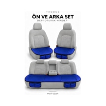 Audi A4 2001-2004 Çizgili Suni Deri 3'lü Minder Mavi Siyah 59672462