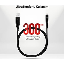 By Usb-a - Lightning 2a Şarj Kablosu 300cm-siyah - 3dk37s