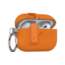 Apple Uyumlu AirPods Pro 1. / 2. Nesil İle Kılıf Standlı Kilitli Tpu Premium Matte Trip Case Turuncu
