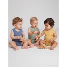 Minidamla Baby Minidamla Askılı Basic 3'lü Set 1-18 Ay Çıtçıtlı Badi - Mavi Koyu Mavi