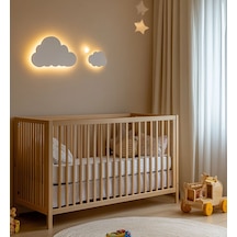2'li Bulut Gece Lambası Bebek Çocuk Odası Duvar Dekorasyonu Aydınlatma Ahşap Gece Lambası