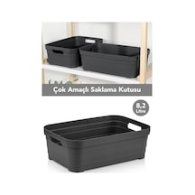 1 Adet Dekoratif Piramit Saklama Kutusu - Dolap İçi Düzenleyici Organizer Kutu 8,2 Litre Antrasit Antrasit