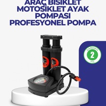 Pedallı Ayaklı Hava Pompası Kaymaz Tabanlı, Çoklu Supap Uyumlu