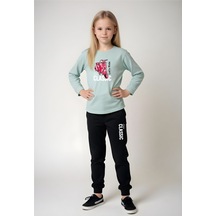 Fyk Kids Kız Çocuk Pembe Motor Baskılı Bel Detayı Lastikli Alt-üst Pijama Takımı Mint Yeşili