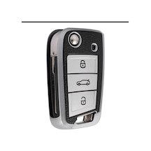 Gma Keys Volkswagen Golf 7 Golf 7,5 Tiguan Polo T-roc Seat Skoda Nano Anahtar Kılıfı Süpelüx Gümüş Siyah Renk