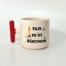 Yılın En İyi Öğretmeni Baskılı Kırmızı Kulplu T Öğretmenler Günü Kupa