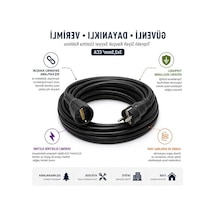 15 Metre Uzatma Kablosu, 3x2.5mm Topraklı Siyah Kauçuk Yapıda 0.1 M