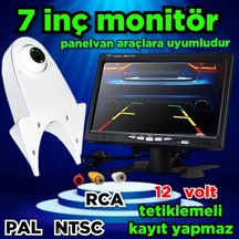 Panelvan Araç Uyumlu 7'' Ekran 1 Beyaz Tepe Kamera Kayıtsız 12 V
