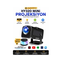 Hy320 Mini Projeksiyon Cihazı Full Hd 1080p Android Bluetooth 5.3 220 Ansı Taşınabilir Akıllı Projeksiyon + Bluetooth Speaker Hediyeli Spekar Hediyeli