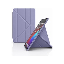 Redmi Pad Se 11 İle Uyumlu Kılıfı Kalem Koyma Bölmeli, Standlı, Uyku Modlu, Şeffaf Arka Yüzeyli, Silikon Ve Suni Deri Tasarımlı Ergonomik Akıllı Kılıf Lavanta