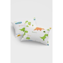 Eponj Home 2'li Yastık Kılıfı 50x70 Cm Only Dinolar Beyaz