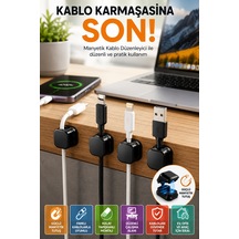 Manyetik Kablo Düzenleyici Kablo Tutucu 6'lı Set Yapışkanlı Kablo Sabitleyici Masa Kablo Düzeni