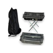 Portatif Katlanır Ayaklı Emaye Mangal - Çantalı - 44x27cm Küçük Siyah
