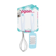 Again Saplı Mini Rende & No 1 Çırpıcı Seti Beyaz