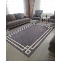 STY Home Vogue Yıkanabilir Kaymaz Tabanlı Halı Yolluk Makinede Gri Beyaz