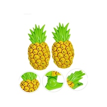 Ananas Şeklinde Jumbo Boy Havlu Mandalı Klipsi, Plaj Havlusu Tutucu, Şezlong Battaniye Sabitleme Aksesuarı, Sarı Yeşil, 2'li Set Açık Ahşap
