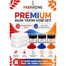 Premium Mum Yapım Hobi Seti - Parafin Wax 250 Gr - 3'lü Toz Mum Boyası Seti - Kırmızı, Mavi, Turuncu Bkfabpw2503kmt Karışık