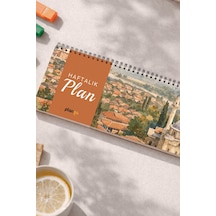 Tarihsiz Spiralli Haftalık Masaüstü Planlayıcı - Bursa - 10x30 Cm Plango Turkuaz