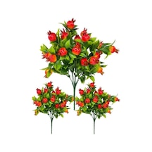 3lü Set Yapay Nar Demeti Yapay Çiçek 30 20cm Yeşil Yapraklı