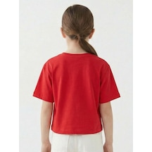 Escabel Kız Çocuk Kalp Detaylı T-shirt 36172 Kırmızı Kırmızı