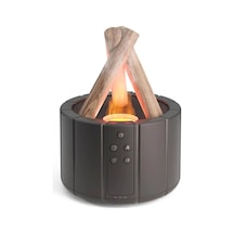 Sones Şenlik Ateşi Şeklinde Uzaktan Kumandalı Aroma Difüzör Masaüstü Alev Nemlendirici, Renk: Siyah