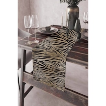 Bej Leopar Desenli Premium Masa Örtüsü Runner Rnr096n11