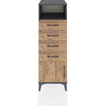 Hyperion Dolap Tek Raflı 4 Çekmeceli Tek Kapaklı 44x44x134 Antrasit-çam Antrasit