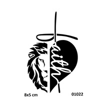 Airbrush Tattoo Faith İnanç Aslan Yapışkanlı Stencil Süsleme Ve Boyama Kalıbı