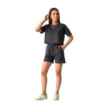 Thiff Gymwear Kadın Modal Kumaş Şort Takım Antrasit