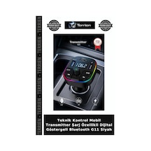 Teknik Kontrol Mobil Transmitter Şarj Özellikli Dijital Göstergeli Bluetooth G11 Siyah