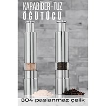 Zenvac 2'li Karabiber Tuz Öğütücü Profesyonel 304 Paslanmaz Çelik Manuel Baharat Değirmeni 720252 Zenvac29