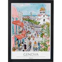 Genova Italy Ahşap Çerçeveli Dekoratif Duvar Tablosu