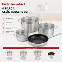 Kitchenaid 7 Pcs Çelik Tencere Seti Metalik