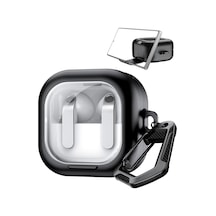 Galaxy Buds4 Pro/buds 4 İçin Kılıf Fonksiyonel Stantlı Tasarım Kulaklık Kılıfı Güvenlik Kilit Tasarımlı Taşıma Askılı Tpu Koruyucu Buds 4 Pro Kılıf Siyah